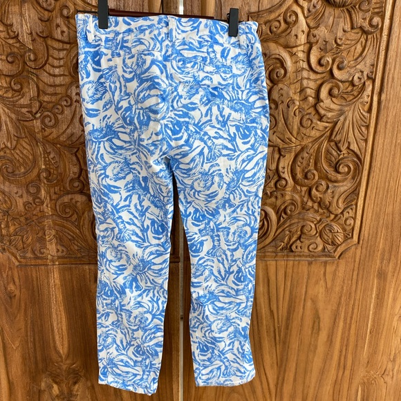 Lilly Pulitzer resort white blue on a roll cropped Chino pants size 00 - Picture 3 of 3